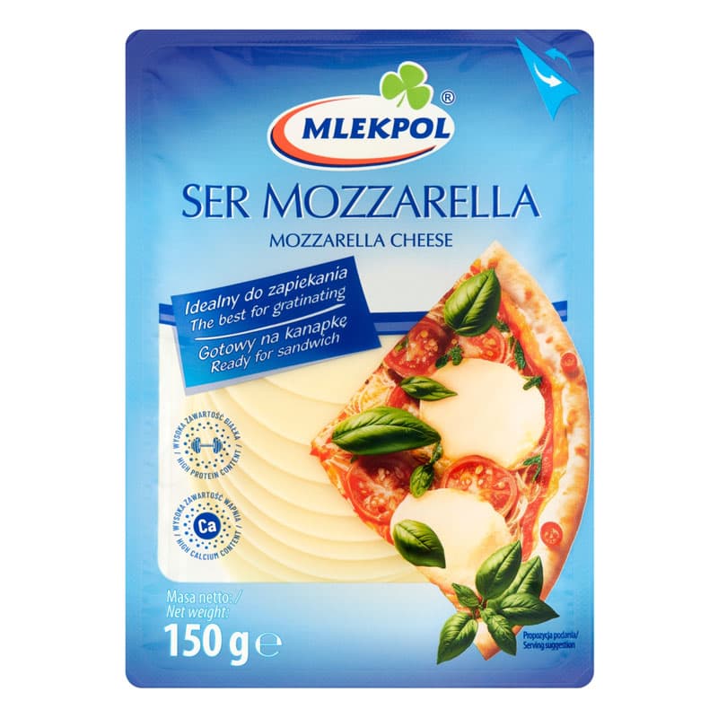 MLEKPOL Ser mozzarella w plastrach. 35,93 zl/kg