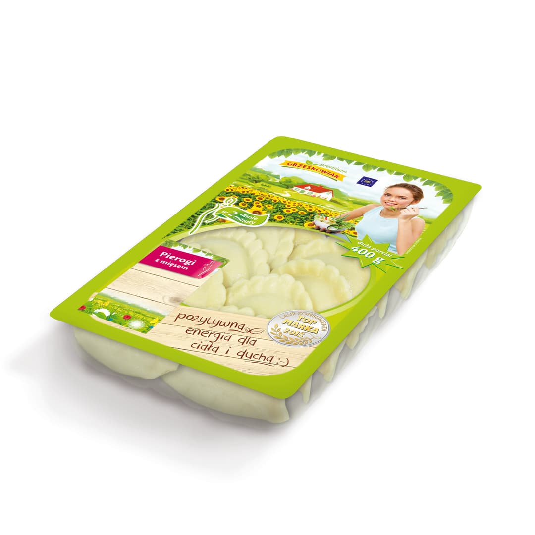 GRZESKOWIAK Pierogi z miesem. 25,48 zl/kg