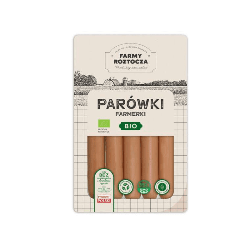 FARMY ROZTOCZA Parowki farmerki BIO. 43,56 zl/kg