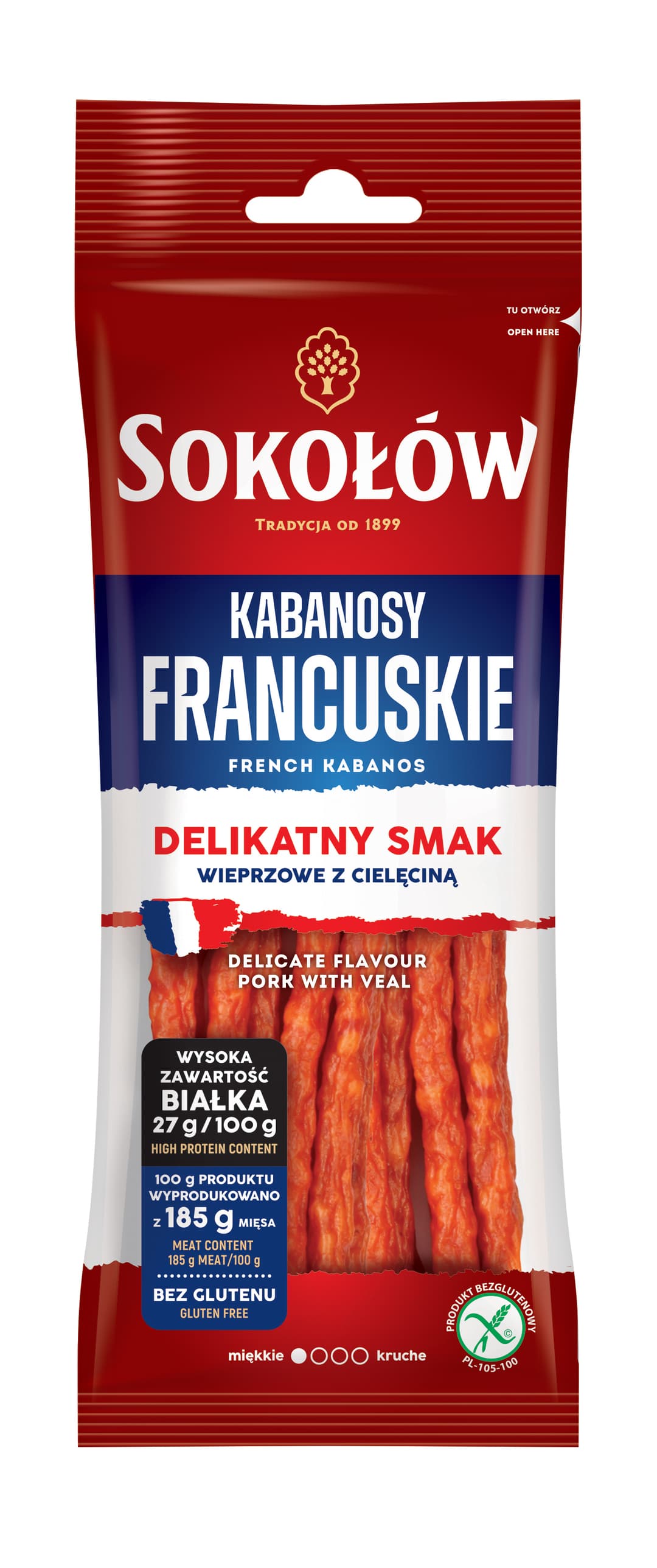 SOKOLOW Kabanosy Francuskie. 84,90 zl/kg