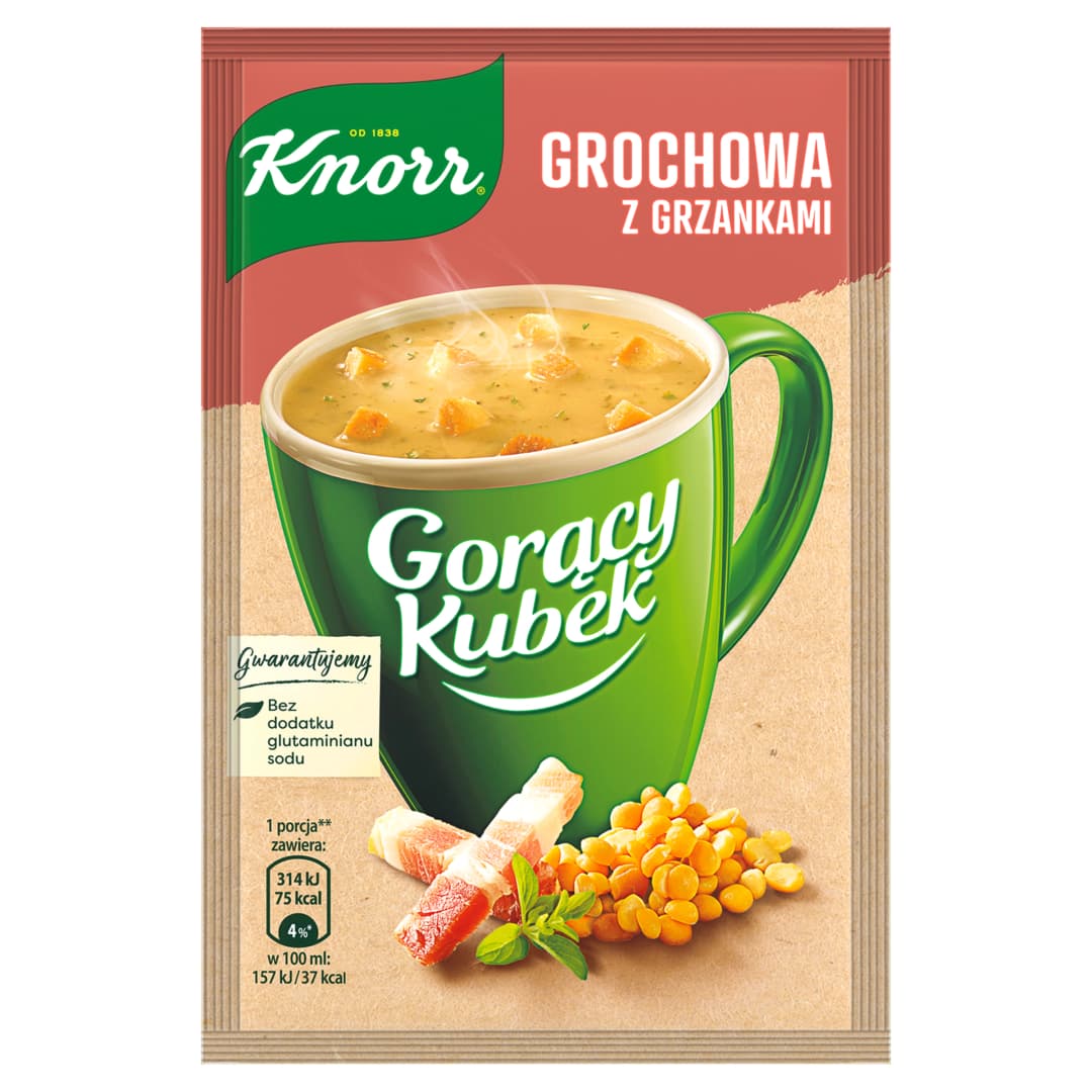 KNORR GORACY KUBEK Zupa grochowa z grzankami. 85,24 zl/kg