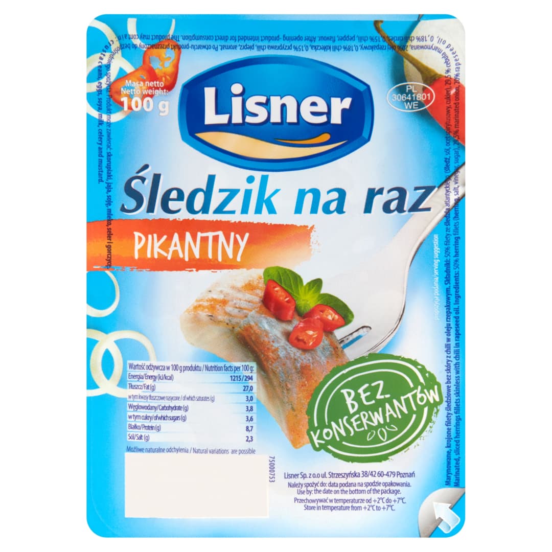 LISNER Sledzik na raz pikantny. 38,90 zl/kg